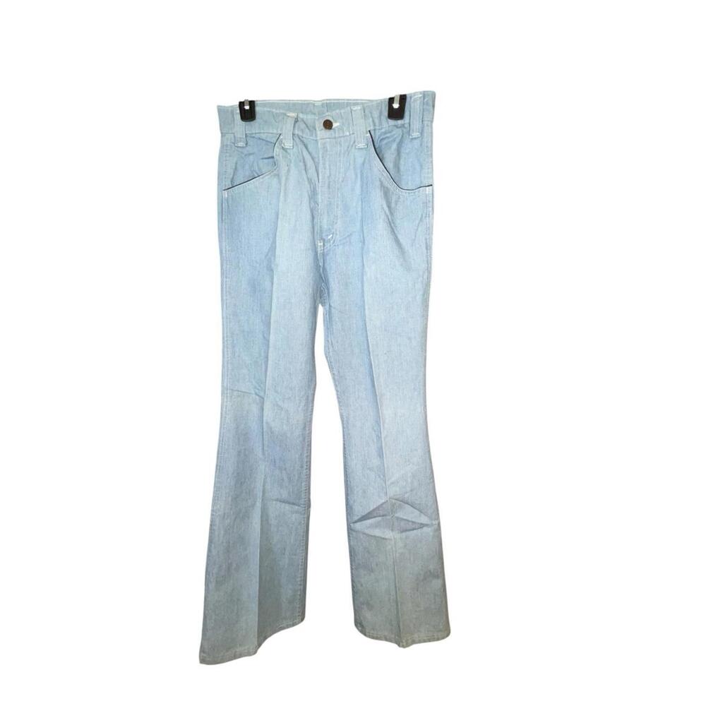 Levi's 673 For Men Vintage 70's‎ Chambray Denim Pants Flare Piped Pockets 32x32